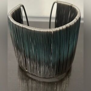 Silver and Black Wire Cuff Bracelet